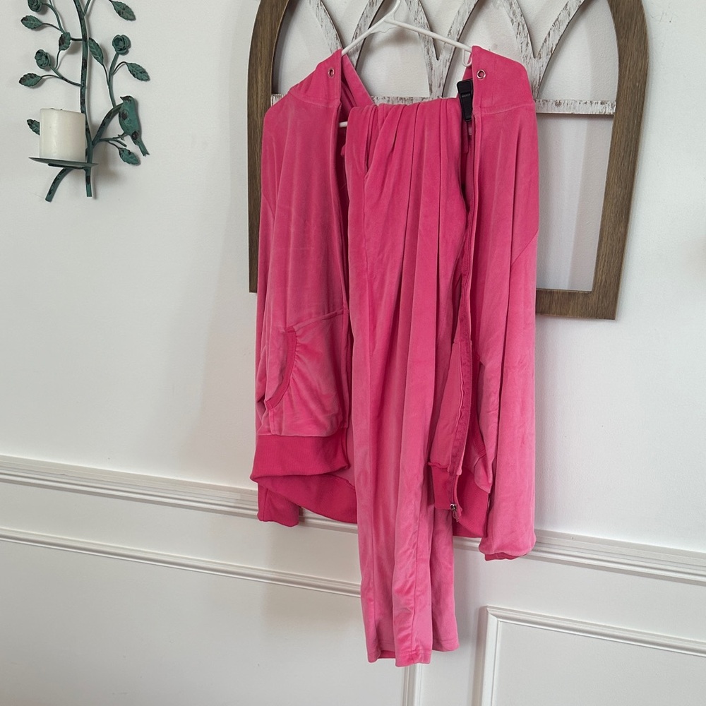 Vibrant Pink Velour Track Suit